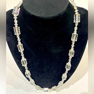Vintage Austrian Faceted Crystal Necklace–22”—Filigree Clasp–Timeless Elegance
